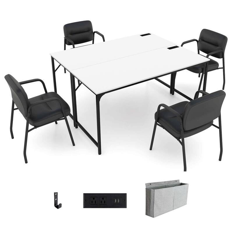 Costway Set of 2/4/6 Meeting Room Desk with Charging Station & - 2 PCS