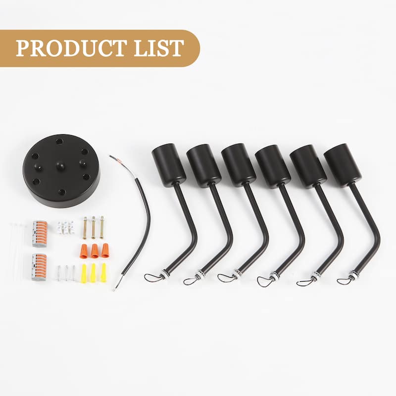 6-Light Modern Sputnik Light Fixture Semi Flush Mount Ceiling Lighting - 14.76' W