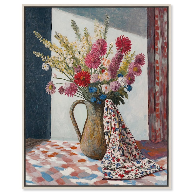 Draped in Flowers Canvas by Art Remedy - 24" x 30" - Silver