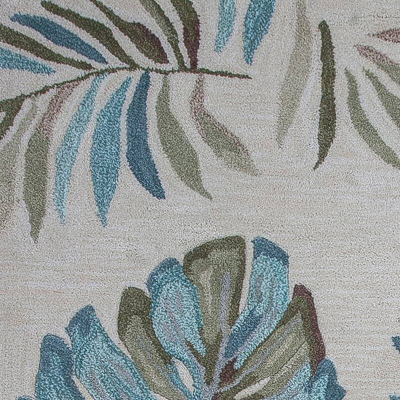 Porch & Den Zellis Ivory Palm Leaf Pattern Lanai Rug