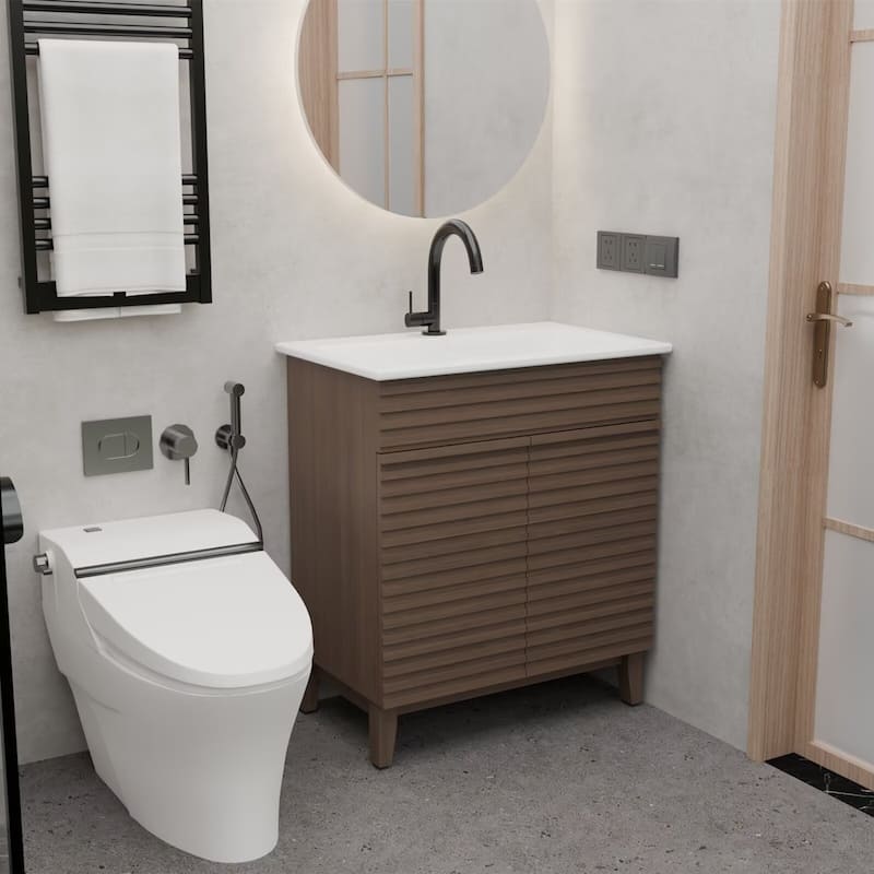 30" Bathroom Vanity with Louvered Doors and Sink Combo