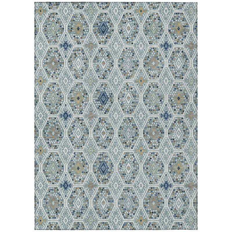 Machine Washable Indoor/ Outdoor Modern Hexi Chantille Rug