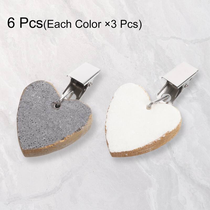 6PCS Marble Gold Heart Shape Tablecloth Weights with Metal Clip, Grey White - Grey White