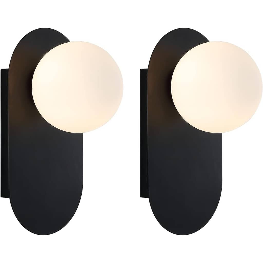 Set of 2 vanity light black mount light glass, metal wall light