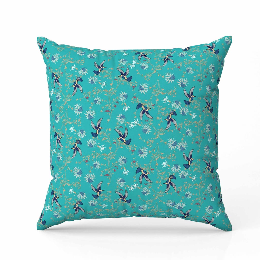 Songbird Flora Parade Faux Suede Reversible Throw Pillow Cyan and Blue