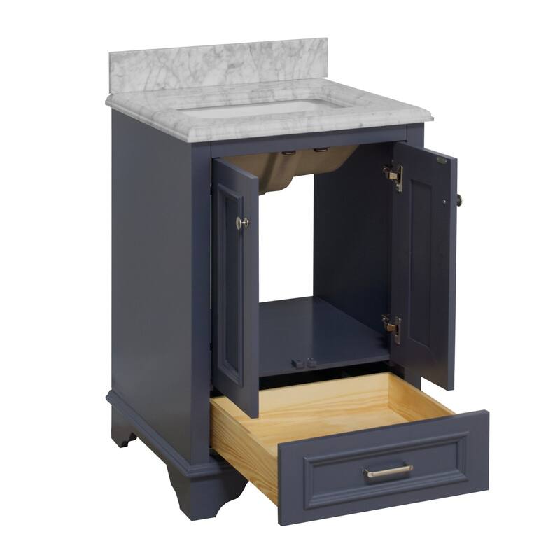 KitchenBathCollection Nantucket 24" Bathroom Vanity with Carrara Marble Top