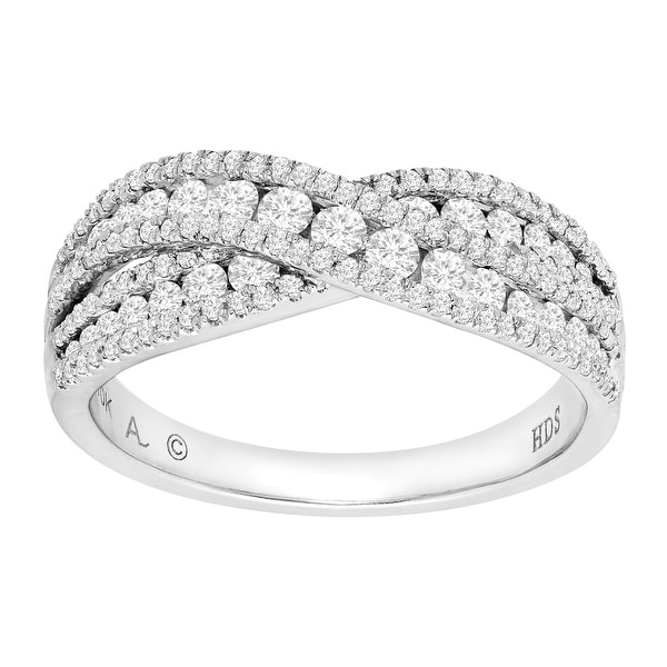1 ct Diamond Crossed Band Ring in 10K White Gold