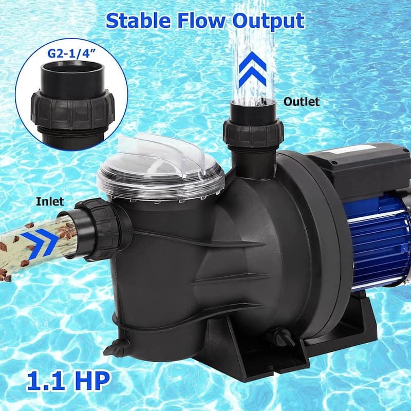 1.1 HP Above Ground/In-Ground Pool Pump, 115V, 3962 GPH, with Strainer Basket - 1.1HP