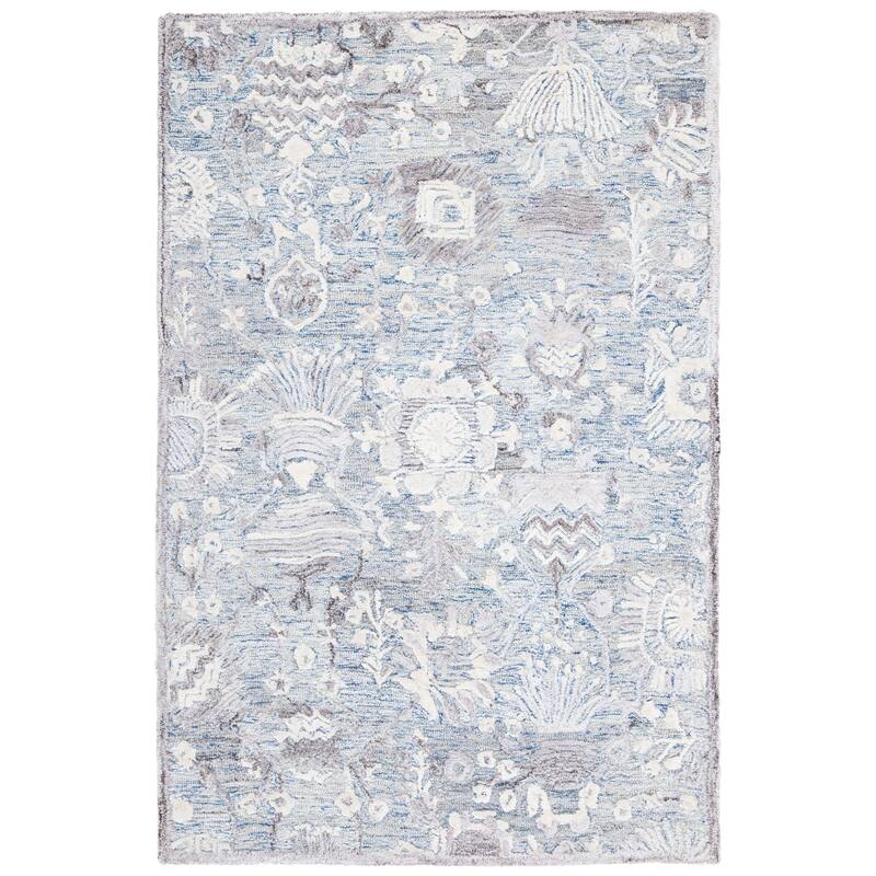 SAFAVIEH Handmade Glamour Adeliya Modern Viscose Rug - 4' x 6' - Light Blue/Ivory