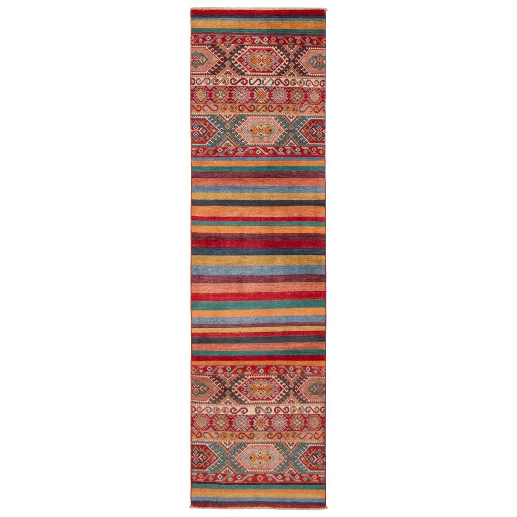ECARPETGALLERY Hand-knotted Uzbek Ghazni Red Wool Rug - 2'8 x 9'6