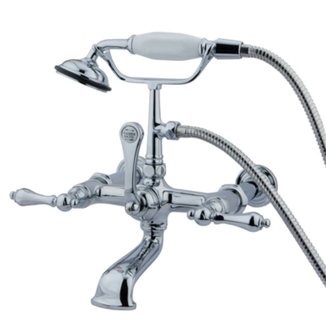Elements Of Design Triple Handle Wall Mounted Clawfoot Tub Filler with - Chrome