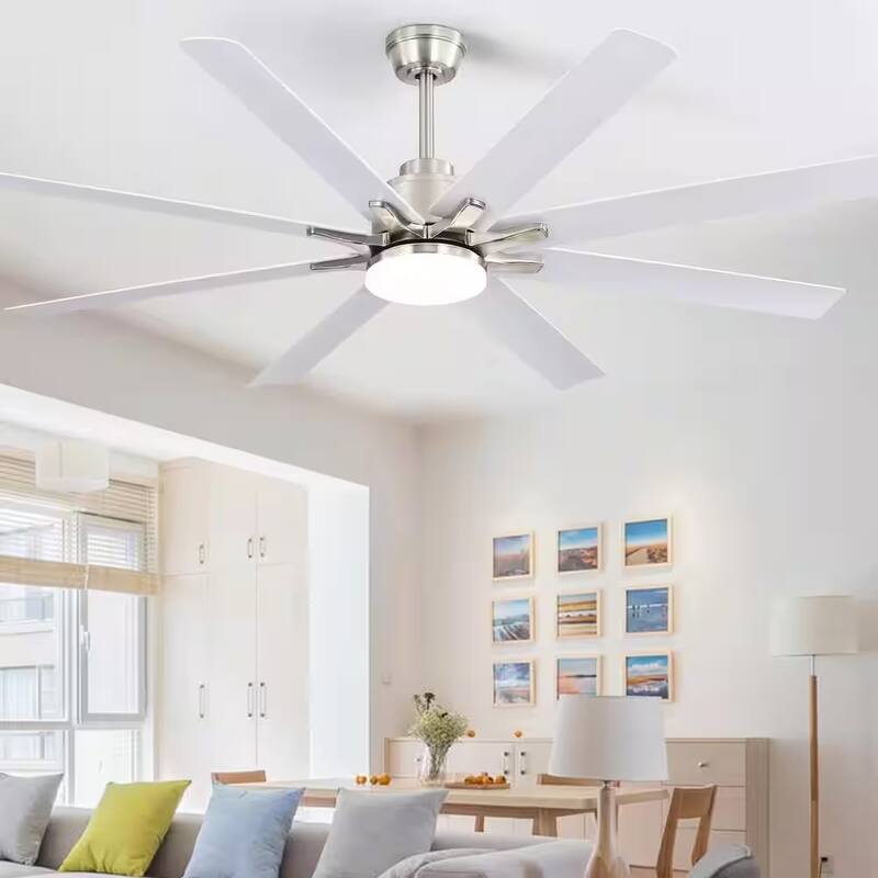 66" Large Industrial Windmill Smart Ceiling Fan with Light, App and Remote Control, Dimmable LED - 66 Inch Span