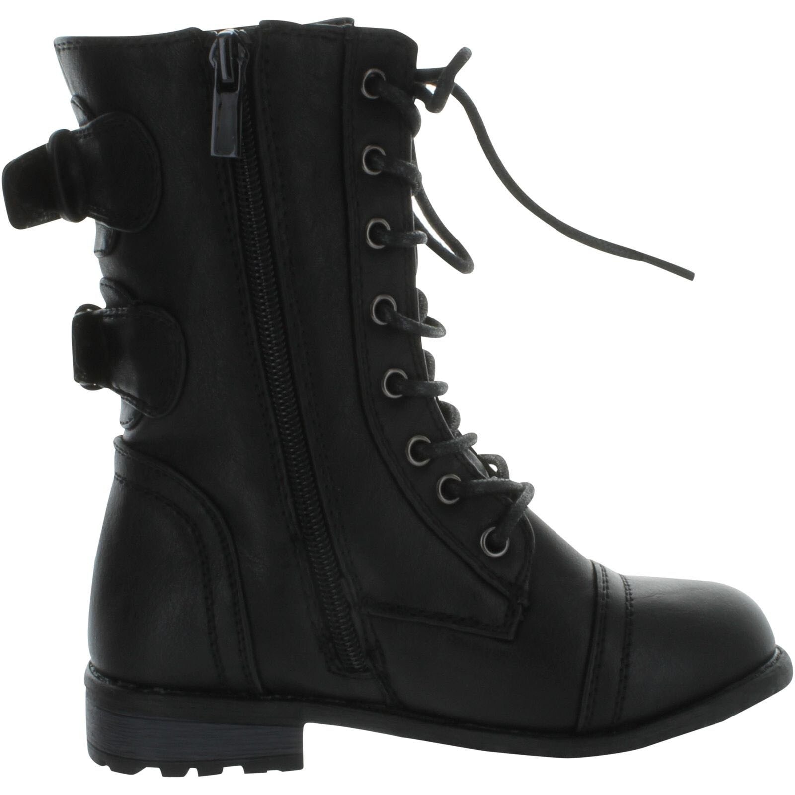 Girls black military boots Clearance