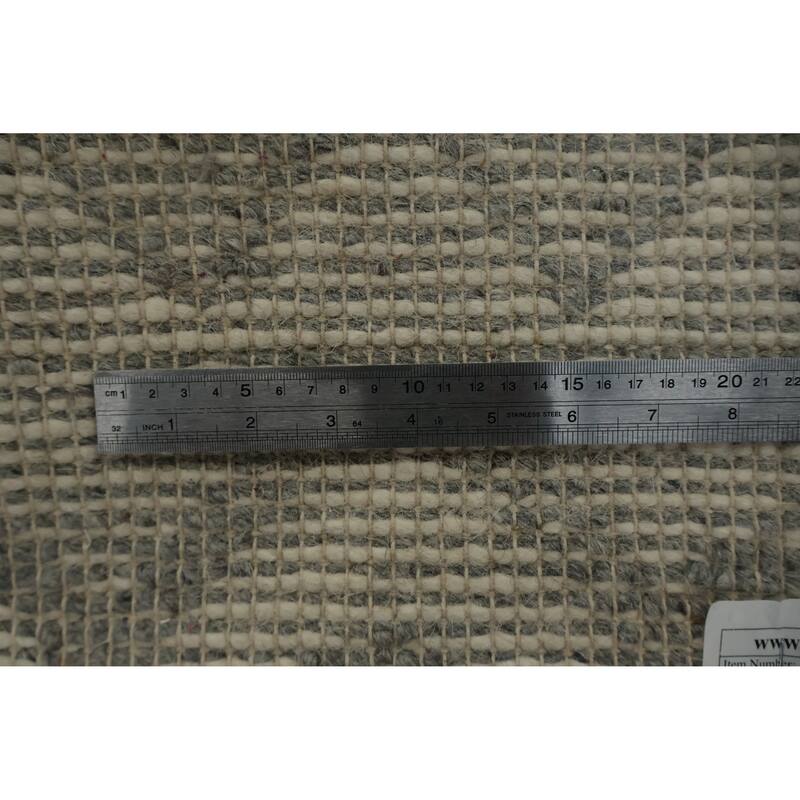 Hand Knotted Oriental 100% Wool Carpet Modern Geometric Greys & Charcoal Modern Gotti Design Runner Rug - 7' 11'' X 2' 7''