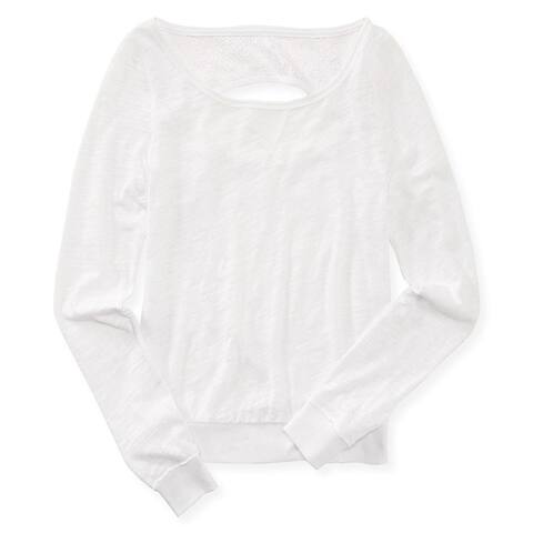 Aeropostale Womens Ls Crochet Back Basic T-Shirt