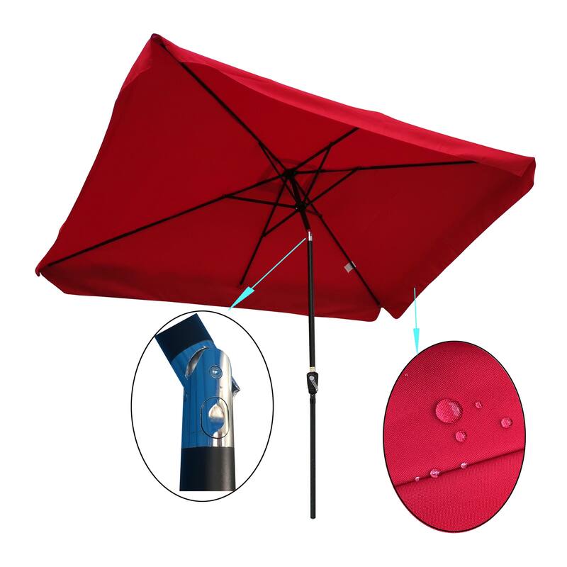 Rectangular Patio Umbrella Outdoor Umbrellas with Crank and Push Button Tilt for Garden Swimming Pool