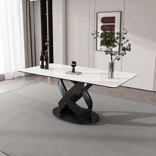 71" Modern Rectangular Dining Table – Premium Sintered Stone Top with ...