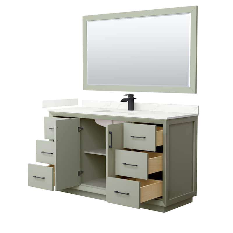 Strada 60-inch Single Vanity, Quartz Top, 58-inch Mirror