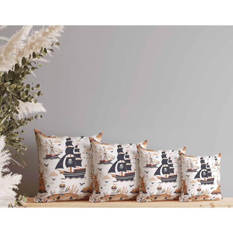 Treasure Island Indoor/Outdoor Reversible Throw Pillow Black and Orange
