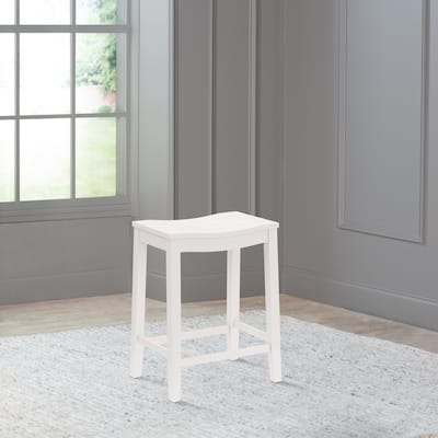 Hillsdale Fiddler Wood Backless Counter Height Stool, White