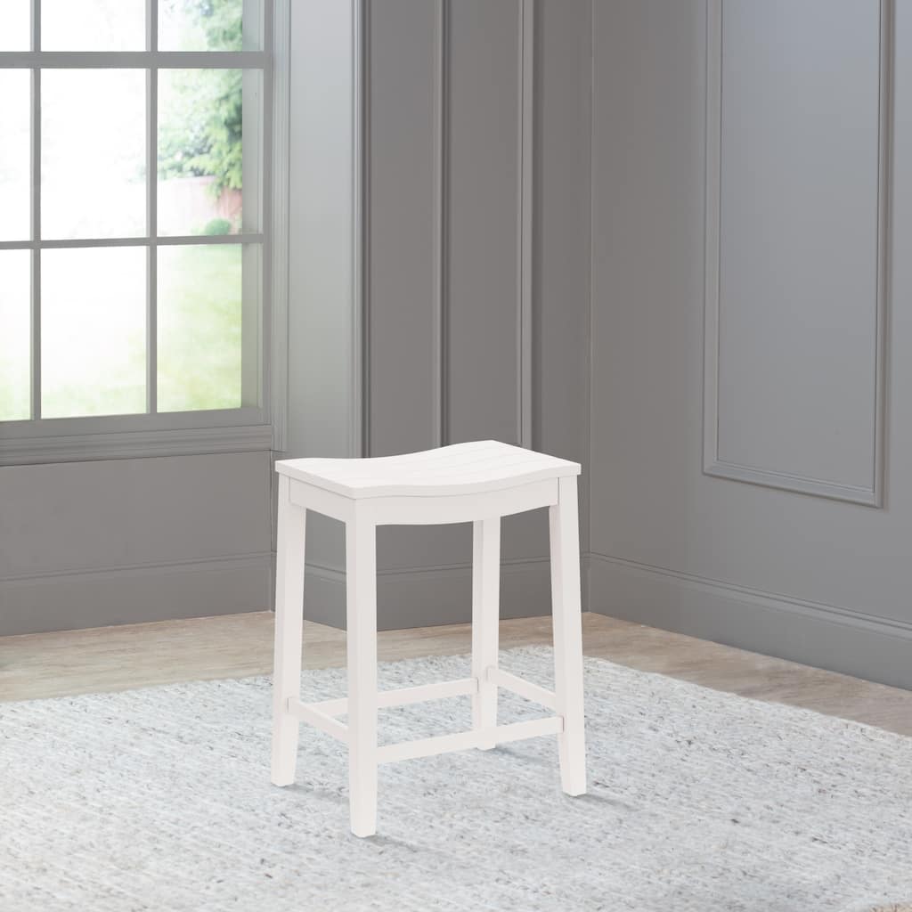 Hillsdale Fiddler Wood Backless Counter Height Stool, White