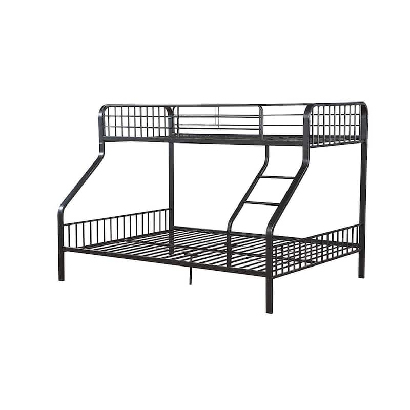 Twin XL Queen Metal Bunk Bed - Space Saving Design, Built-in Ladder & Guardrails, Sturdy Frame