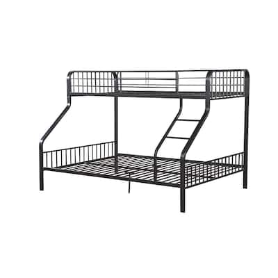 Twin XL Queen Metal Bunk Bed - Space Saving Design, Built-in Ladder & Guardrails, Sturdy Frame