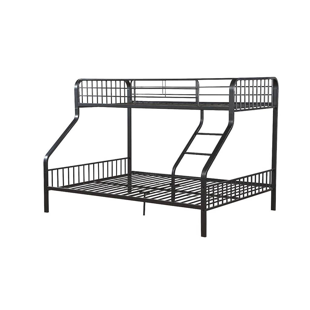 Twin XL Queen Metal Bunk Bed - Space Saving Design, Built-in Ladder & Guardrails, Sturdy Frame