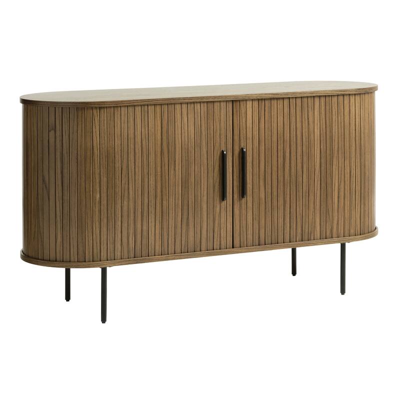 Rye Studio Nicola Mid-Century Modern Rounded Sliding Door Sideboard