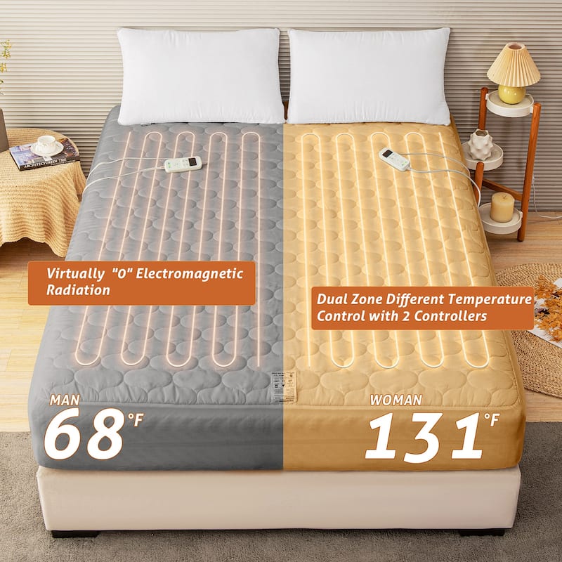 Cotton Blend Electric Heated Mattress Pad - Black