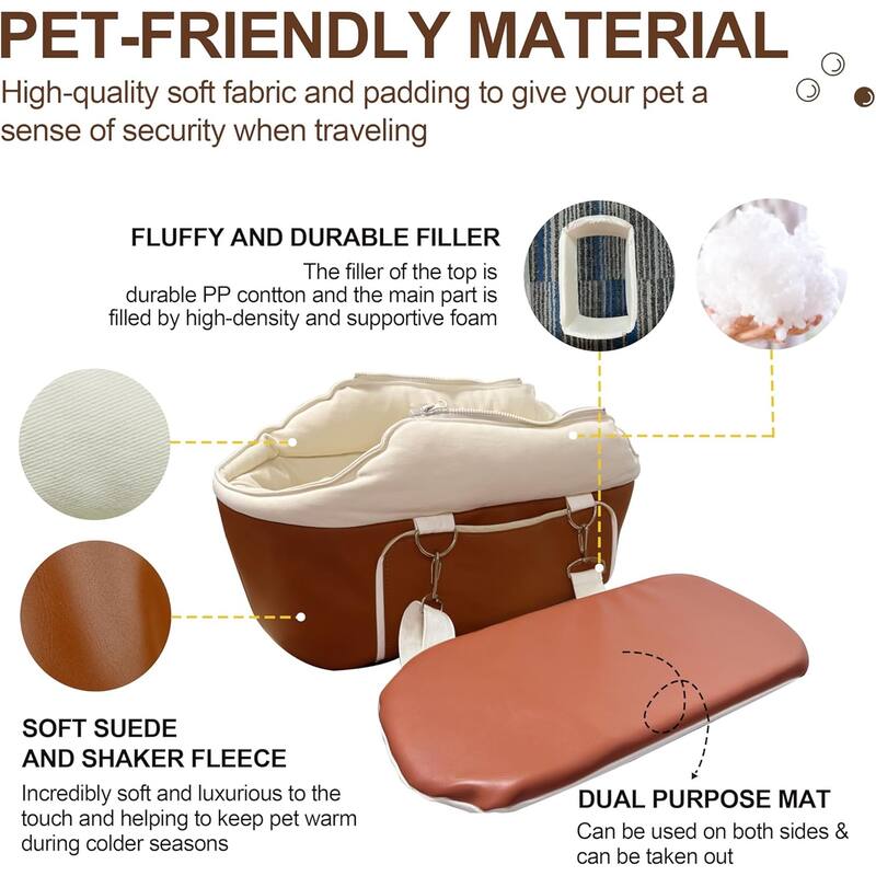WOWMAX Small Dog Car Seat for Center Console Pet Booster Seat for Car Cat Carrier