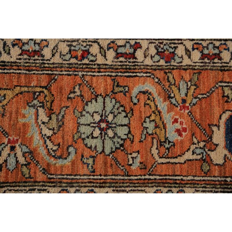 Heriz Serapi Oriental Rug Hand-Knotted Vegetable Dye Wool Carpet - 9'4"x 11'11"