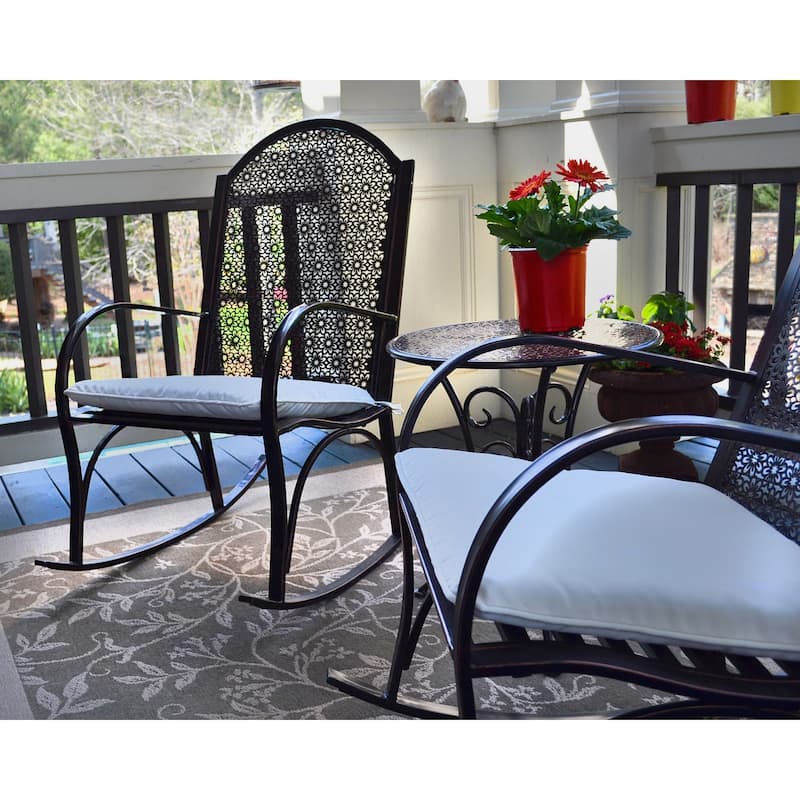 Garden Oiled Copper Metal Rocking Chair Set (3-Piece)