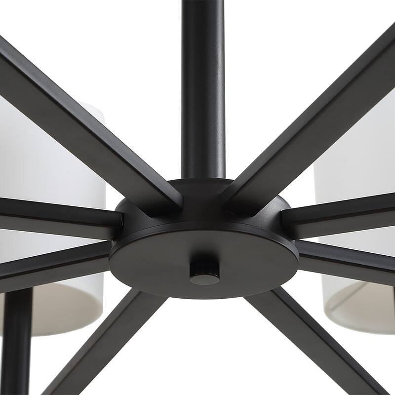 8-Light Rattan Circular Ceiling Chandelier - 36.5" - Bronze and White