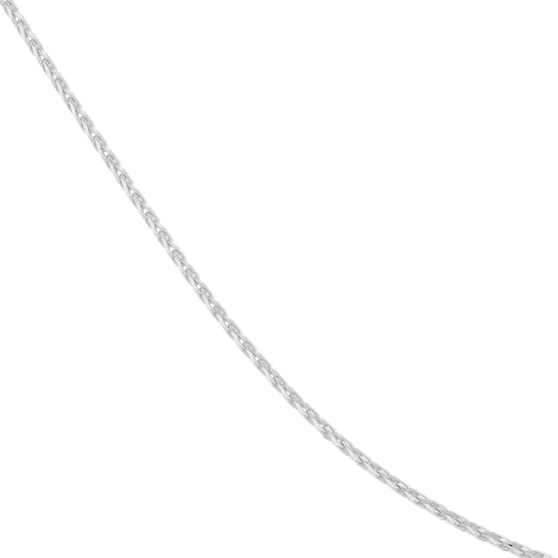 Curata 14k White Gold 0.85mm Diamond Cut Wheat Chain Necklace (Lobster)