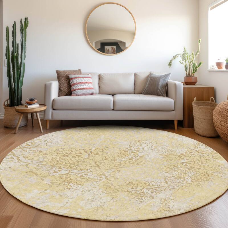 Machine Washable Indoor/ Outdoor Chantille Distressed Traditional Rug
