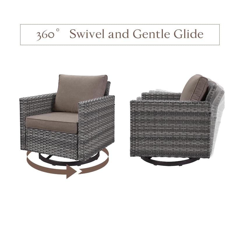 Outdoor Swivel Chair Rocker Chair - Grey - Grey
