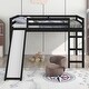 preview thumbnail 1 of 7, Kid-Friendly Design Full Size Loft Bed with Ladder Kids Bed Espresso