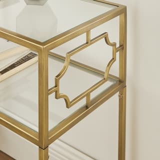 Grifton Rectangular Antique Gold Metal and Glass Accent Table