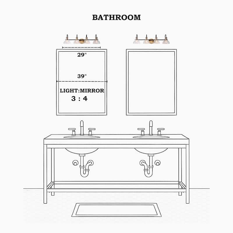 Modern 1/2/3/4 Lights Black Gold Bathroom Vanity Light Fixture Farmhouse Wall Sconce Light for Bathroom
