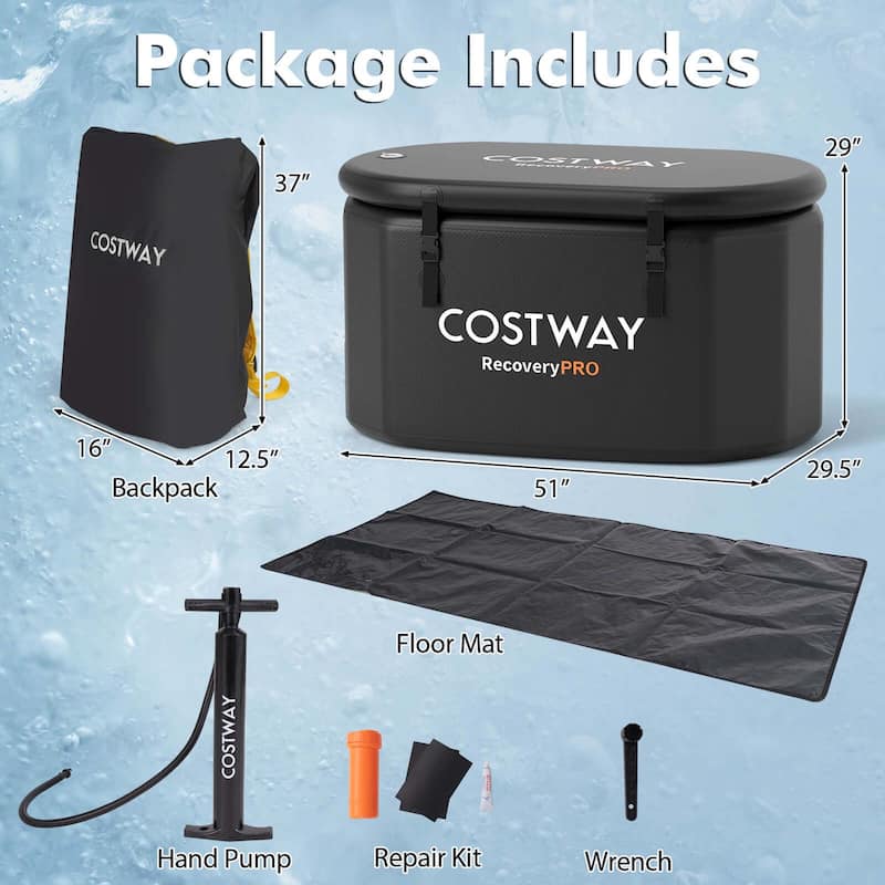 Costway XL 129 Gal Oval Ice Bath Tub for Athletes with Cover Hand Pump - See Details