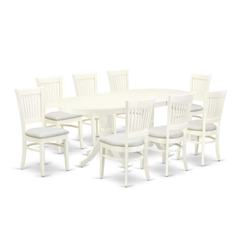 East West Furniture Dinette Set- an Oval Dining Table with and Linen Fabric Chairs, Linen White(Seat Type & Pieces Options)
