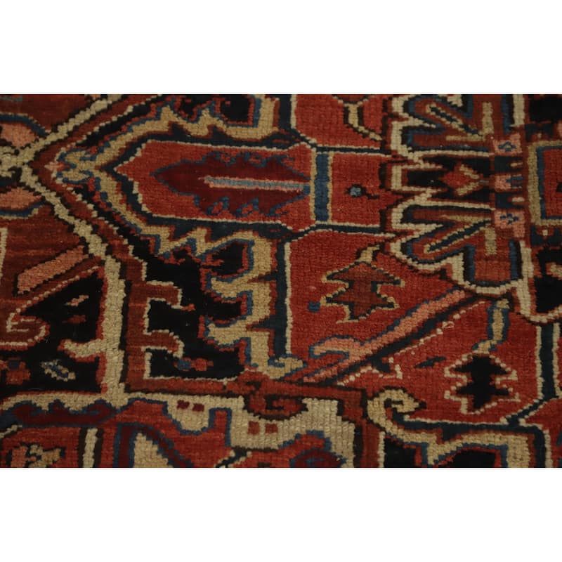 Hand Knotted Oriental 100% Wool Carpet Traditional Medallion Oranges & Rust Heriz Area Rug - 10' 3'' X 7' 1''