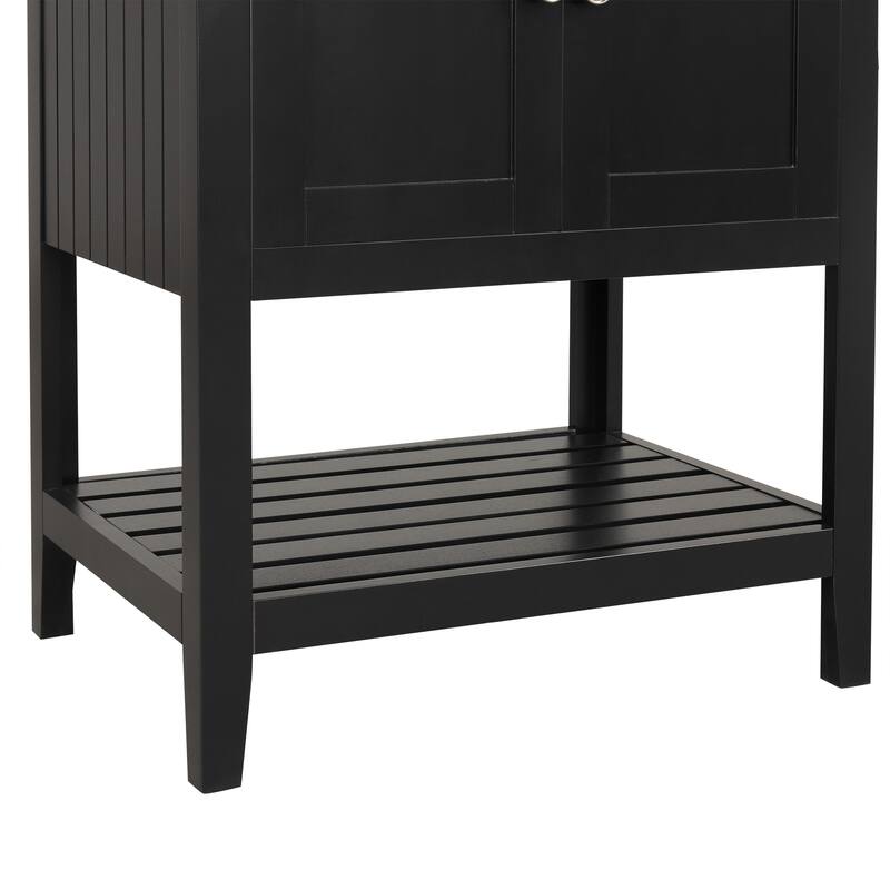 Bathroom Vanity with Sink, Small Storage Cabinet with 2 Soft Closing Doors, Sink Vanity with Solid Wood Frame