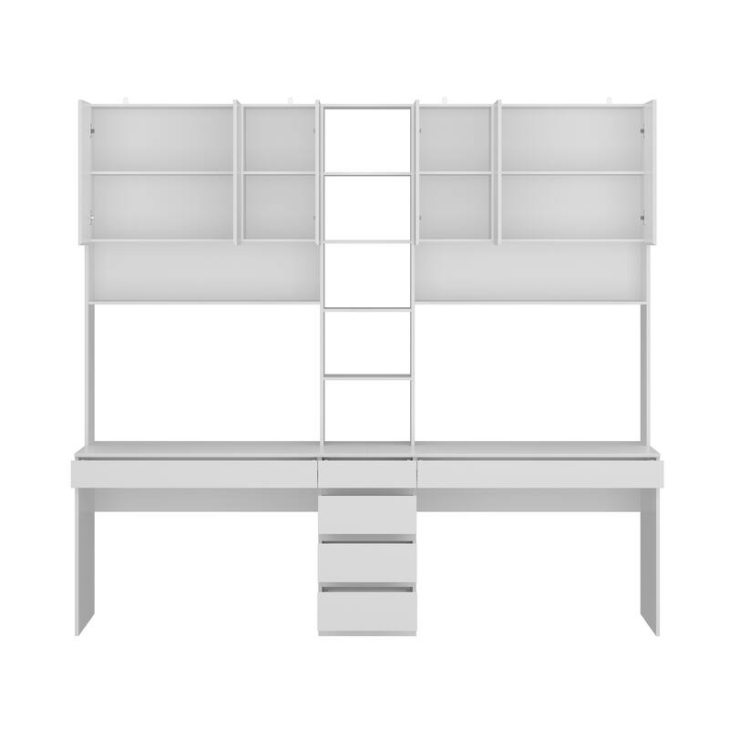 2-Seater Gaming and Work Desk with Shelving Functional Home Furniture