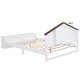 preview thumbnail 24 of 26, Full Size House Platform Kids Bed Frame with LED Lights and Storage, Wood Color