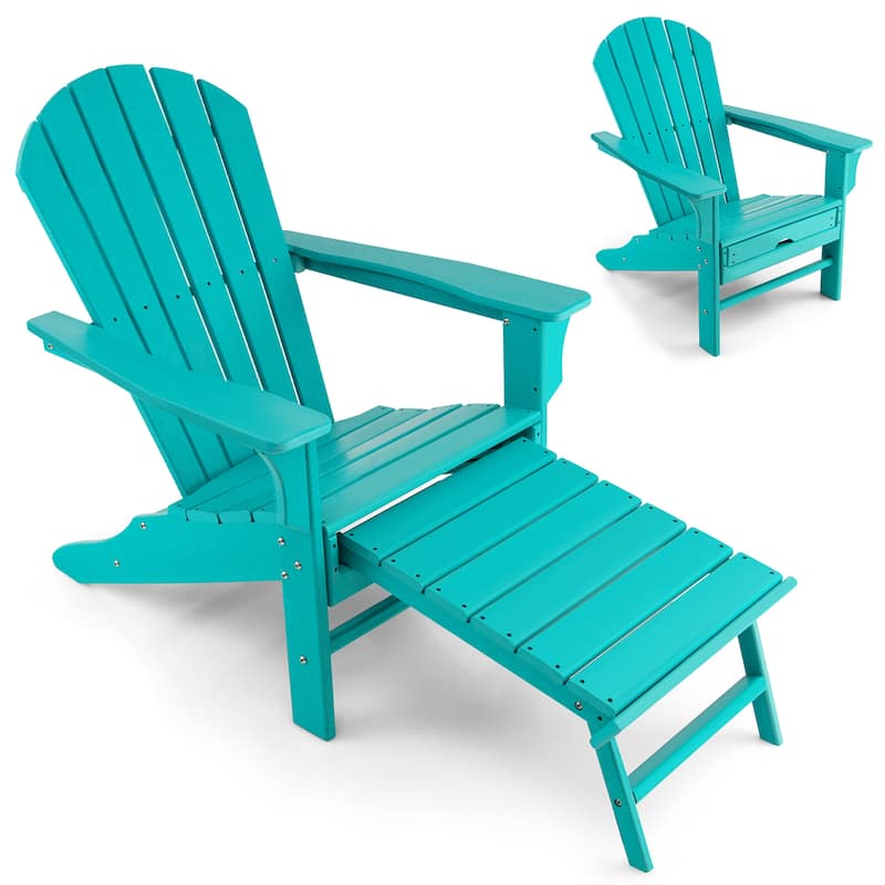 Costway Outdoor Patio HDPE Deck Adirondack Chair Beach Seat - 29''x 53''x 37.5''