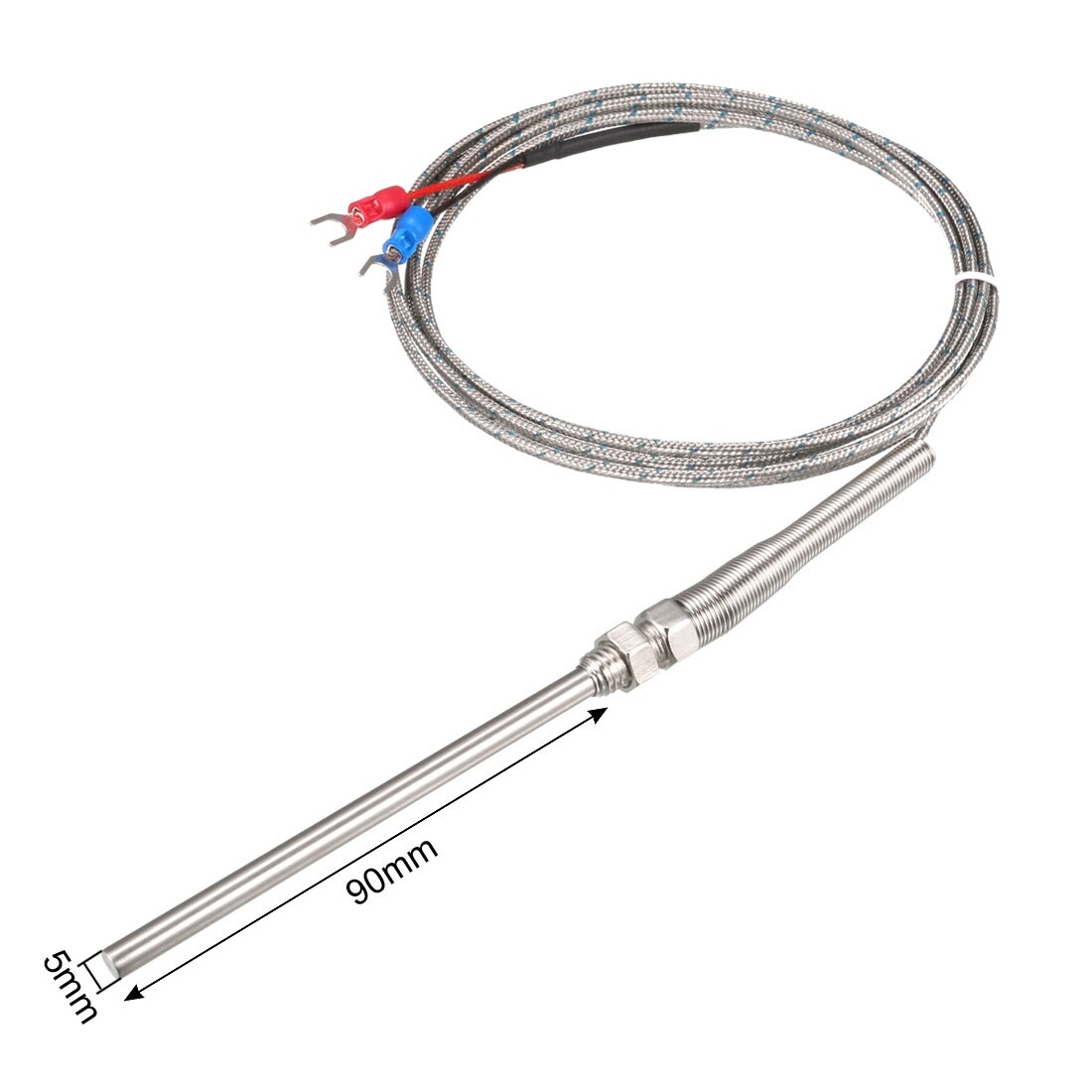 8mm Threaded 2M Temprature Thermocouple Probe K Type 150mm x 5mm