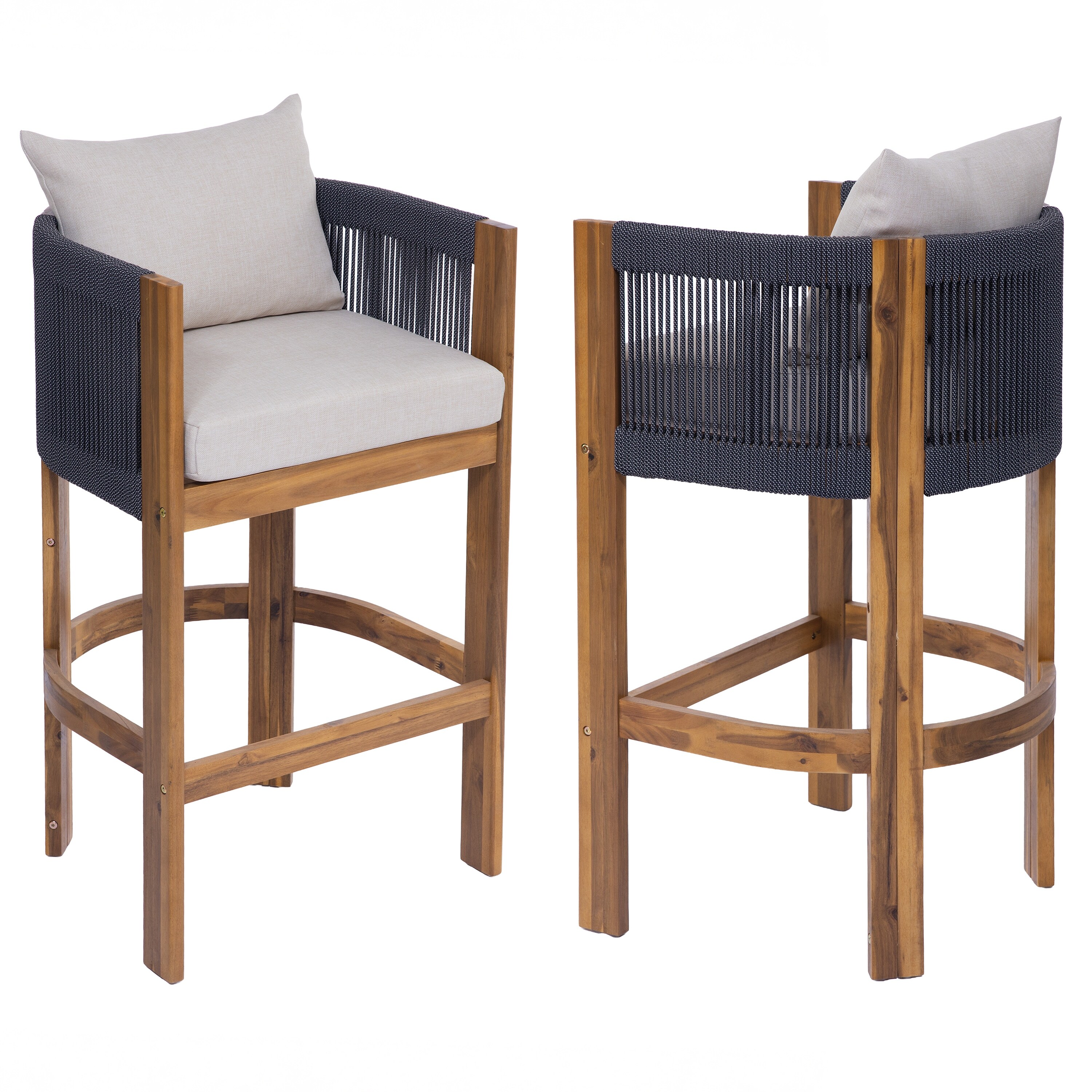 Christopher Knight Home - Martinez Outdoor Acacia Wood Barstools
