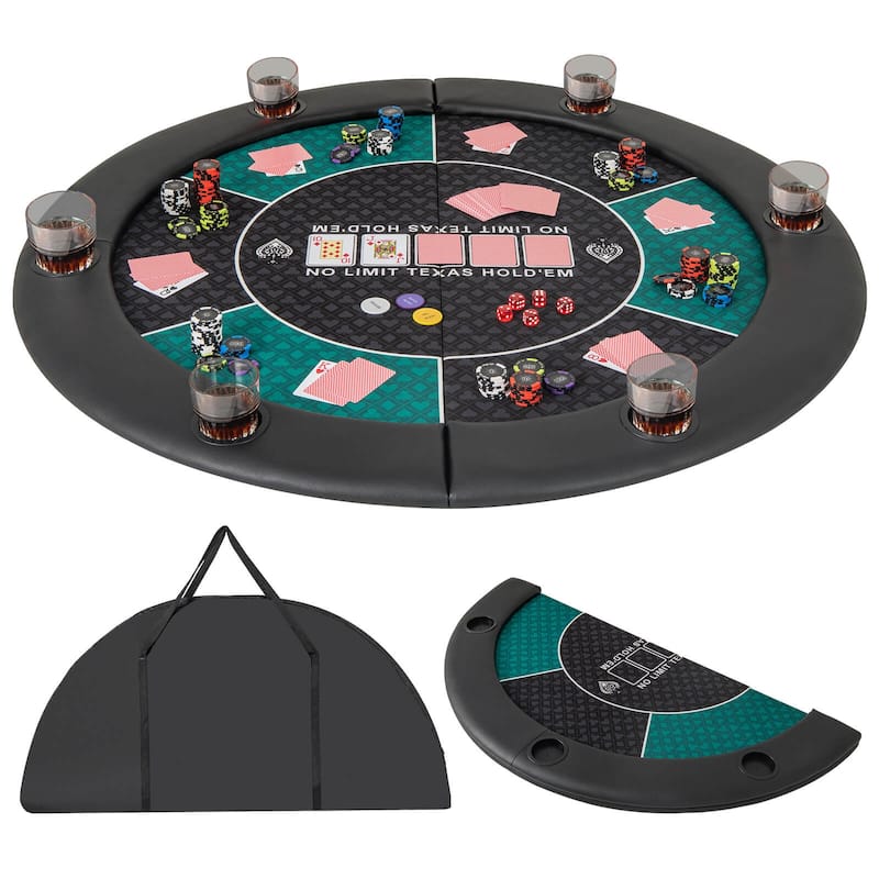 Costway 48" 6-Player Foldable Poker Table Top with Carrying Bag Cup - See Details